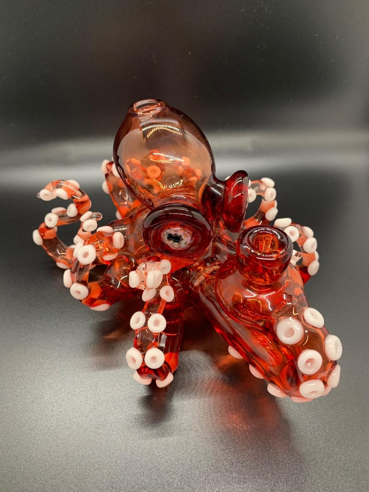 PACINI GLASS Pomegranate Black-Light/ Glow in the Dark Octopus